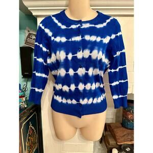 NWT TIE DYE STRIPED RAYON BLEND CARDIGAN 3/4 SLEEVE SWEATER S